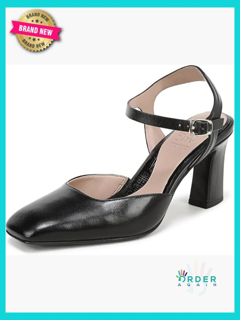Strappy Square-Toe Sandals with Heels Contour Plus Flared Heel